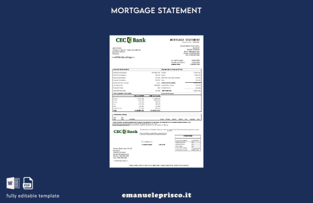 estratto conto mutuo bancario Romania CEC in stile verificato nel modello di for